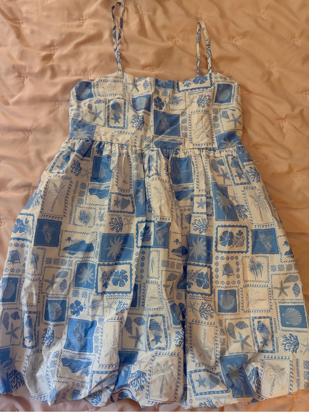 No Boundaries Blue and White Sundress with Beach Motif